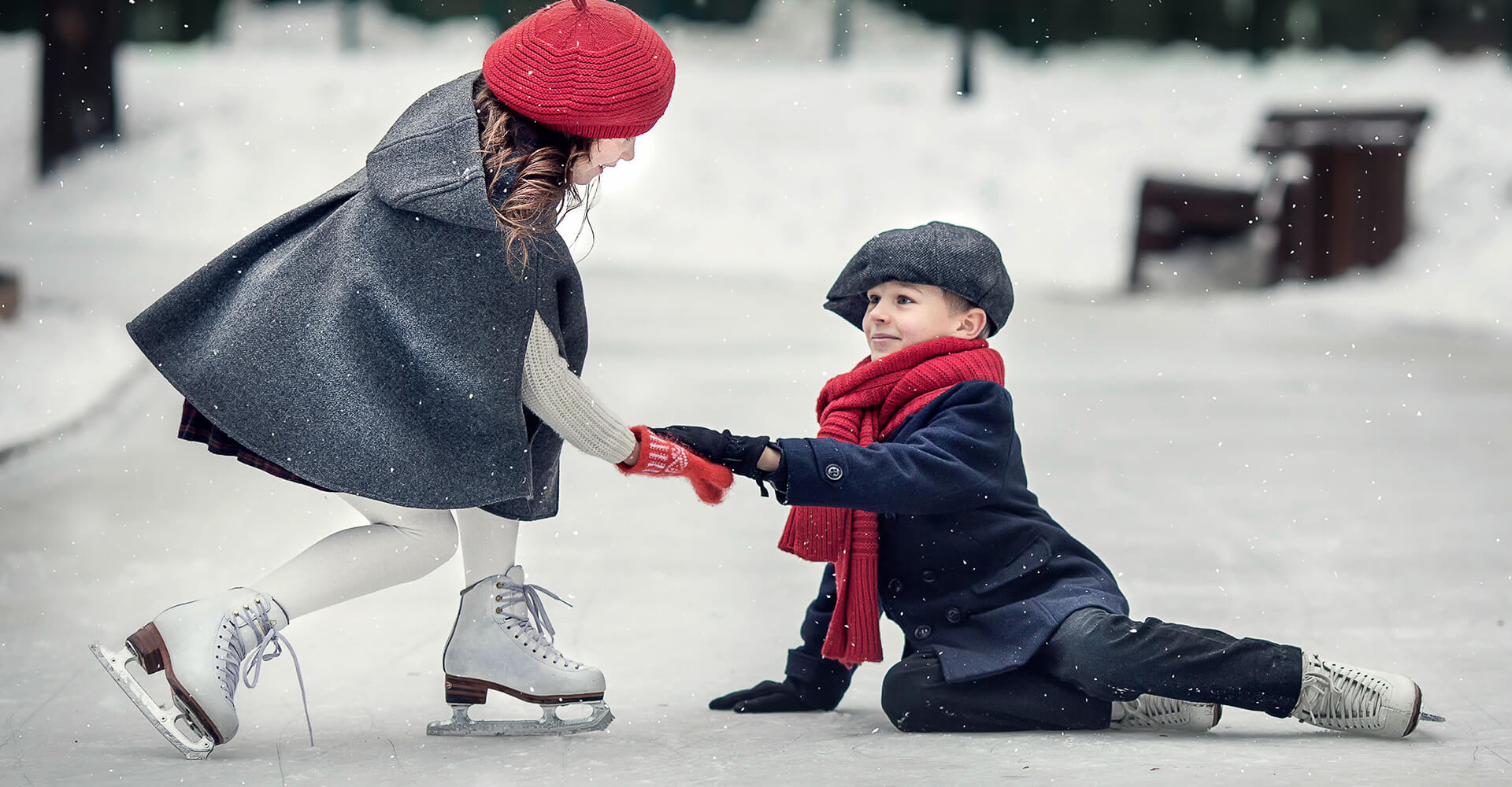 Cute girl helping to her friend
